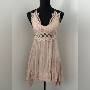 Adella Inspired Lace Trim Boho Dress